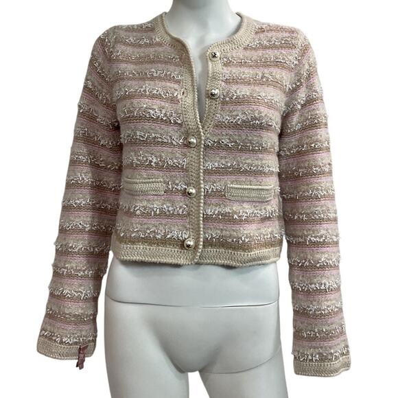 Loveshackfancy Textured Sand Castle Kesi Cardigan Size S - Picture 2 of 5